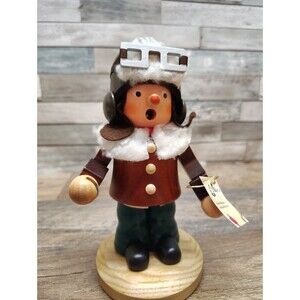 CHRISTIAN ULBRICHT Aviator Airplane Propeller Smoker Wood Figurine Germany Read